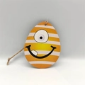 Easter wooden egg hanging ornament featuring a cute orange striped monster and natural hemp rope - Orange Striped One-Eyed Style (HF10107)