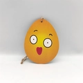 Easter egg wooden pendant with a bright orange gradient and surprised emoji face - Surprised Face Yellow-White Gradient Style (HF10109)