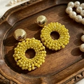 2604161c Yellow Crystal Beads Hollowed-out Round