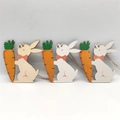 Three-piece set of wooden Easter bunny ornaments with carrots and natural jute twine - Front Face Rabbit With Carrot Style (HF10803)