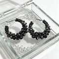 2604162 Deep Blue Crystal Beaded Earrings