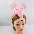 Pink plush elephant animal headband with large round ears and long nose for children - 3D Pink Mouse