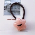 Chic pink floral hair tie with elastic band for women, cute resin flower accessory - Pink