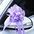 Light purple wedding pull bow with gold Love You print on white car side mirror - Purple with I Love You More