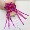 Rose red pull bow ribbon with silver stripes for wedding gift and floral decoration - Vertical Stripe Rose Red
