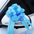 Sky blue double-layered gift bow with gold I LOVE YOU text for wedding car decoration - Light Blue with I Love You More