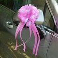 Pink large decorative pull bow with gold I Love You print for wedding car mirror - Orchid Purple with I Love You More