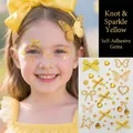 Self-adhesive yellow bow rhinestone stickers for makeup decoration on models face - Yellow Knot Series
