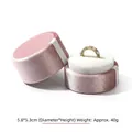 Dusty rose velvet round jewelry box for rings with soft interior cushion, 5.8x5.3cm - Pink