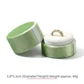 Cylindrical velvet jewelry box in light green with dimensions 5.8x5.3cm for rings - Avocado Green