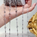 Silver 5mm hollow star metal chain for DIY jewelry necklaces bracelets and earrings. - Hollow Large and Small Stars - White K (Iron)