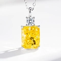 925 zilveren ketting met radiant geslepen gele steen hanger aan een fijne schakel - 925 zilver / Gele Zirkonia