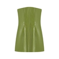 Mini abito a fascia in pelle PU verde oliva con taglio sartoriale sottile ed elegante - S / Tubino