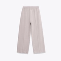 Loose knit wide-leg trousers in soft light grey purple with central vertical seams - S / Palazzo Pants / Milky White
