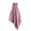 Elegantes Neckholder-Top aus Satin in Mauve mit Wasserfall-Ausschnitt und Saum - XS / Helles Pfirsichrosa