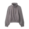 Détail du tissu fluide sur la veste d'aviateur gris foncé avec cordons à embouts métalliques - XS / Kaki