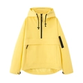 Bright yellow hooded windbreaker with half-zip design and PUFFIT logo on chest pocket - S / Yellow