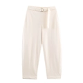 Pantaloni harem da donna color crema a vita alta con cintura a D e vestibilità morbida - XS / Pantaloni Bianco Sporco