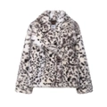 Elegante cappotto in ecopelliccia leopardata con ampio revers e calde maniche lunghe - XS / Stampa leopardata