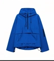 Cortavientos azul para mujer con capucha, cremallera corta y bolsillo frontal grande - XS / Azul