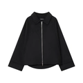 Women's black loose zip-up jacket with oversized lapel and dropped shoulder design - S / Black