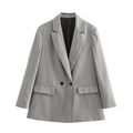 Klassieke grijze blazer met dubbele rij knopen, lange mouwen en klepzakken ontwerp - XS / Grijs