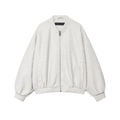 Women's light grey loose bomber jacket with rib trim and silver metallic zipper - XS / Off White