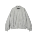 Women's stylish grey oversized bomber jacket in soft fabric with ribbed trims - XS / Light Gray