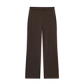 Détail à plat d'un pantalon marron foncé à taille haute et jambes larges avec passants de ceinture - Pantalon Droit à Taille Haute Marron Foncé