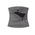 Silbernes Bandeau-Top für Damen mit modischem Ausschnitt und Metallperlen-Verzierung - XS / Grau