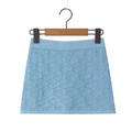 Minifalda de punto azul claro con patrones hexagonales calados y diseño de línea A - S / Falda Midi Azul