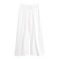 Détail d'un pantalon blanc taille haute à jambes larges avec plis et texture légère - XS / Blanc