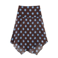 Gonna estiva a trapezio in chiffon marrone a grandi pois blu con orlo irregolare - XS / Gonna Asimmetrica
