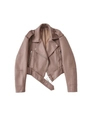 Damen Bikerjacke aus Kunstleder in Altrosa mit Reißverschluss und verstellbarem Gürtel - S / Dunkelbraun