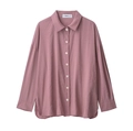 Elegante camicia color malva a maniche lunghe in tessuto morbido con bottoni di perla e vestibilità ampia - XS / Camicia