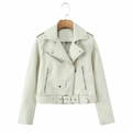 Damen Bikerjacke aus weißem Kunstleder mit Reißverschluss und XS-Größenetikett - XS / Gebrochenes Weiß