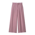 Eleganti pantaloni a gamba larga rosa polvere con cintura abbinata e fibbia a D d'argento - XS / Pants
