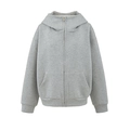 Women's loose grey zip-up hoodie sweatshirt with drawstring hood and front pockets - S / Light Gray