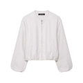Chaqueta bomber minimalista para mujer con cuello redondo y cierre de cremallera - XS / Blanco Roto