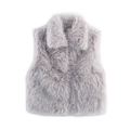 Women's stylish oversized faux fur vest in light grey with a fluffy plush texture - Gray