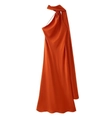 Elegante steenrode satijnen maxi-jurk met halternek en lange decoratieve linten - S / Oranje