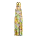 Chique halter maxi-jurk met abstracte aquarel bloemenprint en open rug detail - XS / Groene Bloem