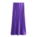 Elegant purple satin high-waisted maxi skirt with a smooth silky finish and A-line silhouette - Light Purple