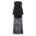 Set elegante con top peplo nero e gonna lunga in pizzo floreale per occasioni formali - S / Nero