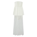 Set bianco due pezzi con top a peplo senza spalline e gonna lunga in pizzo chic - S / Bianco