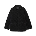 Women's black quilted corduroy jacket with classic collar and double front patch pockets - XS / Black