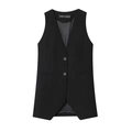 Schickes schwarzes ärmelloses Weste und Weithose Set für Damen im Frühlingslook - XS / Schwarzes Oberteil