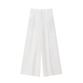 Elegante weiße Hose mit weitem Bein, hoher Taille, Falten-Design und glatter Textur - XS / Weiße Hose