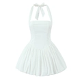Witte halter-minijurk met strikdetail en uitlopende gelaagde rok in een slanke pasvorm - S / Wit