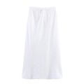 Gonna lunga bianca minimalista a vita alta con coulisse elastica e silhouette a trapezio - XS / Bianco